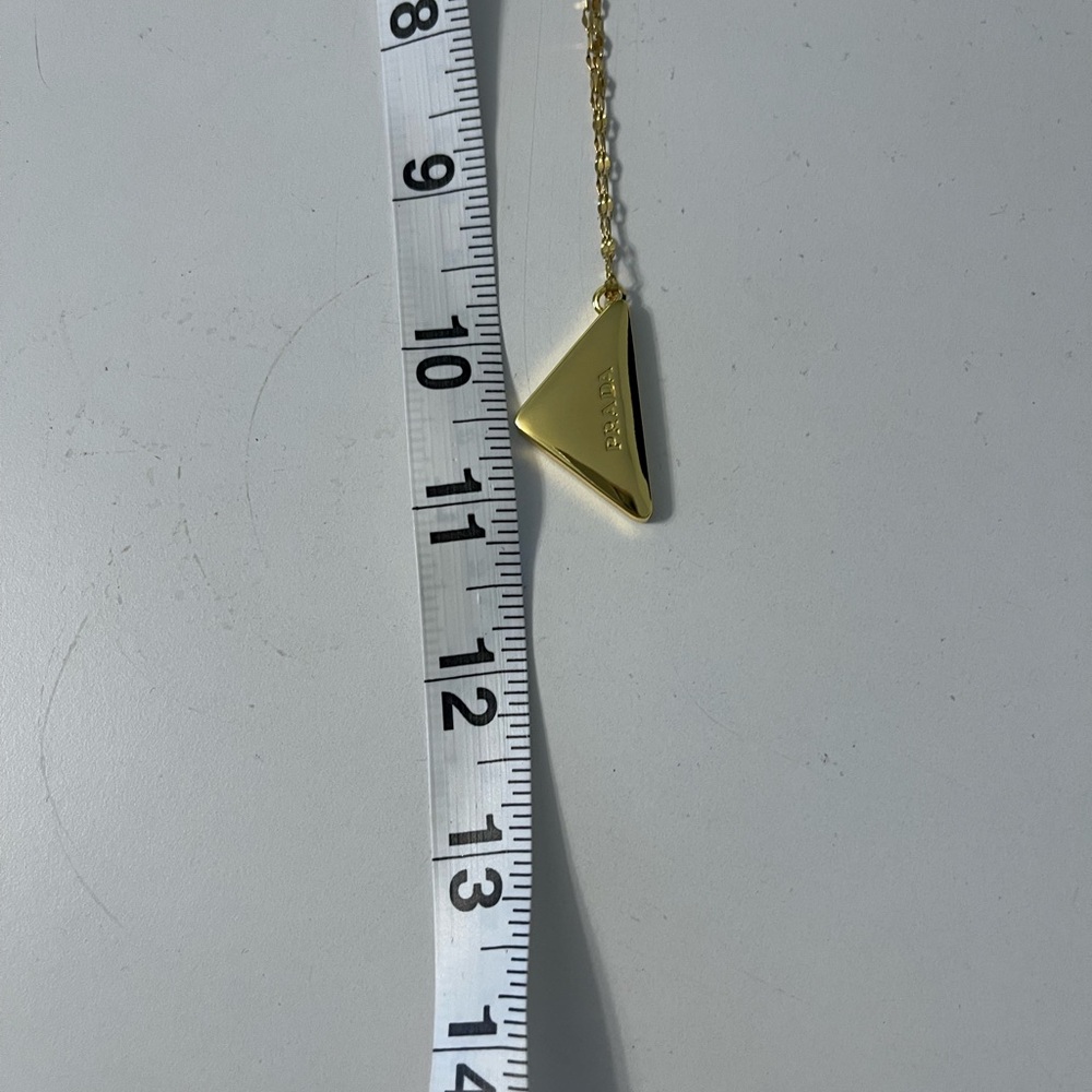 Prada Reworked Repurposed Triangle Necklace Gold - Picture 10 of 11